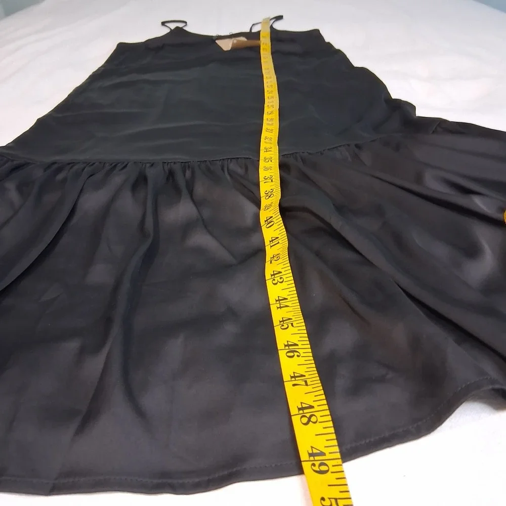 Vero Moda Black Matte Satin Adjustable Spaghetti Strap Maxi Dress Single Tier XS